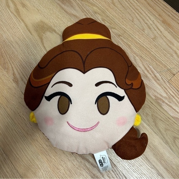 Disney Belle Emoji Pillow Beauty and the Beast Brown Gold Princess Kids Throw - Picture 3 of 5